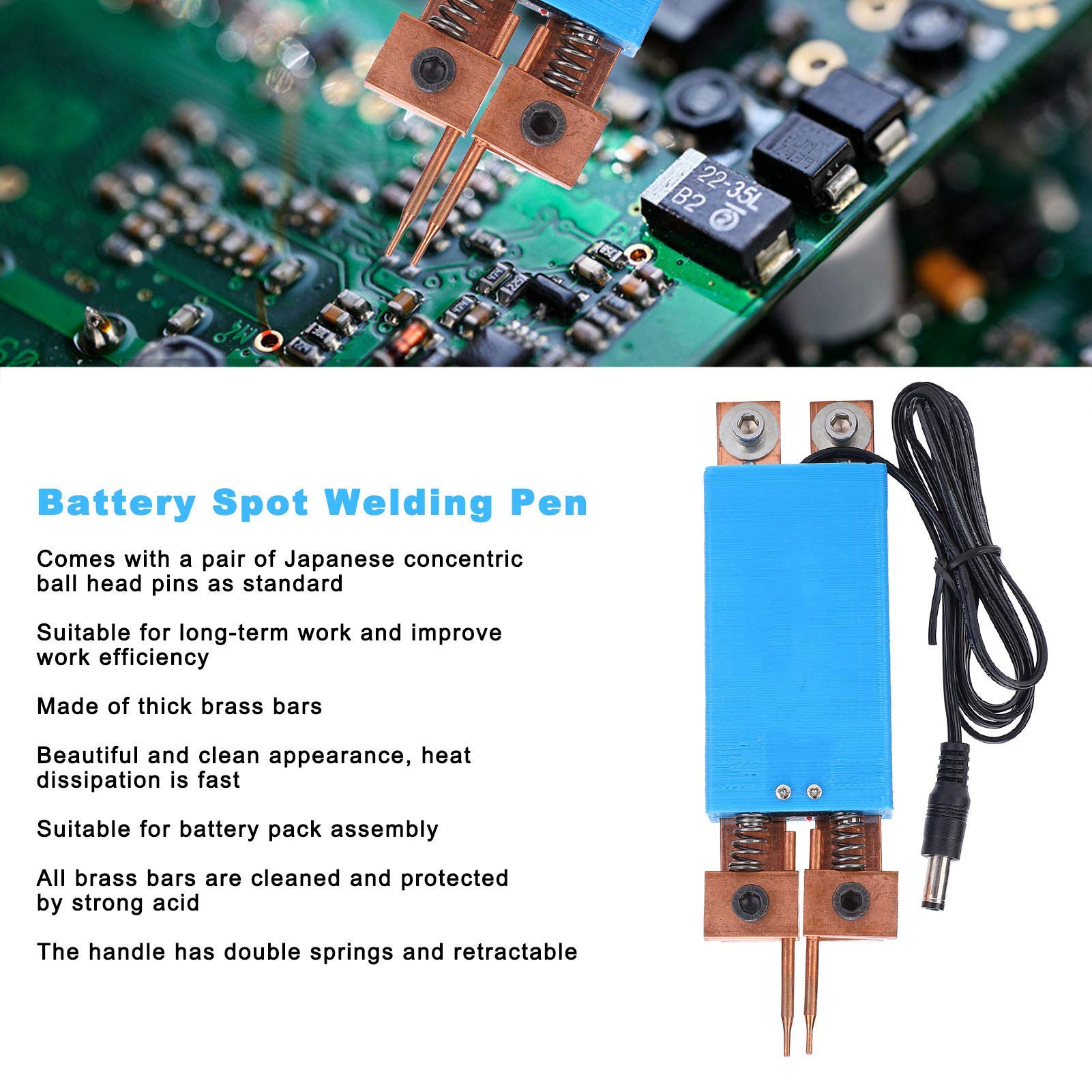 Pluma de soldadura por puntos de batería 18650, DC 4-12V Máquina de soldadura de gatillo automática Pluma de soldadura por puntos de bricolaje, para máquina de soldadura por puntos industrial