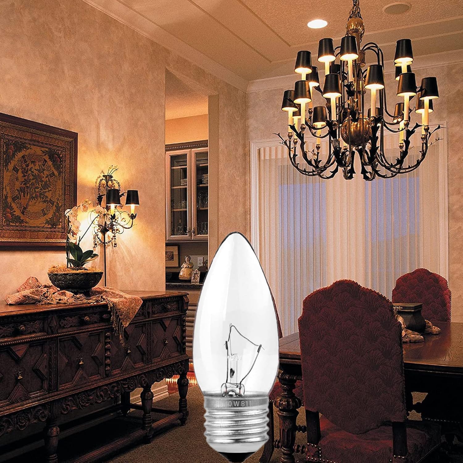 60W Incandescent Torpedo Tip Chandelier - 60W Equivalent Medium E26 Candelabra TipIncandescent Clear Dimmable Light Bulbs and Medium — view 5
