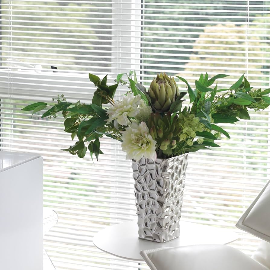 Amazon.co.jp: フラワーベース シルバー color サイズLLL 陶器 モダン