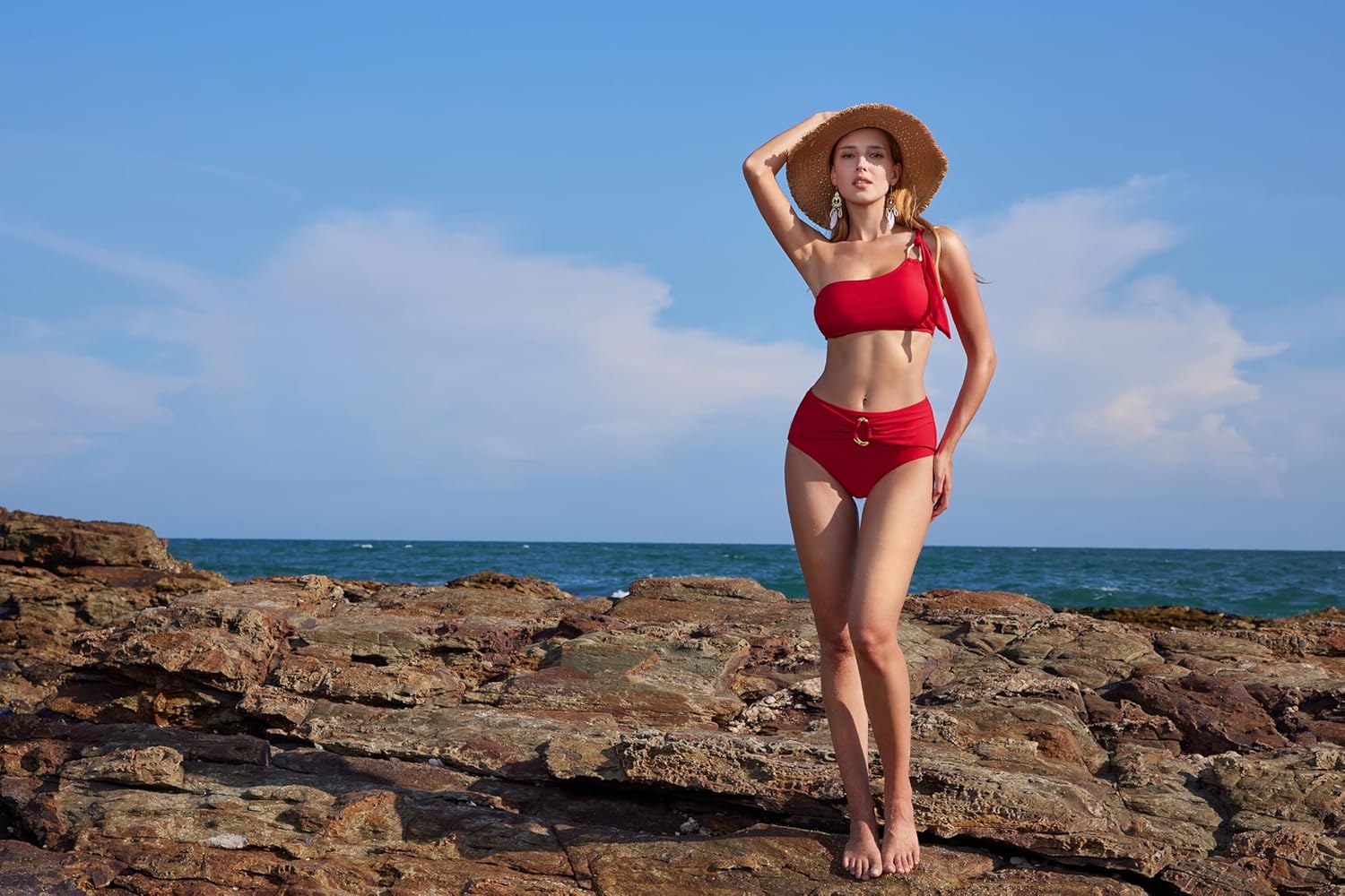 MOOSLOVER Women One Shoulder Bikini Sets High Waisted Two Piece Swimsuits Modest Bathing Suit - Image 6