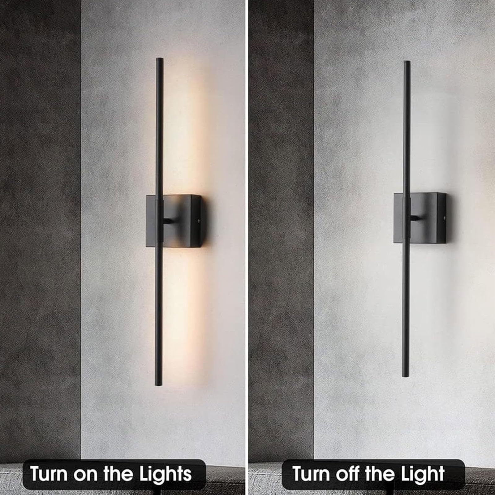 Applique da parete ricaricabili tramite USB, luci a batteria per interni, lampade LED wireless dimmerabili con telecomando e rotazione, moderne per soggiorno e camera da letto (Dimensioni: 72 cm, Col