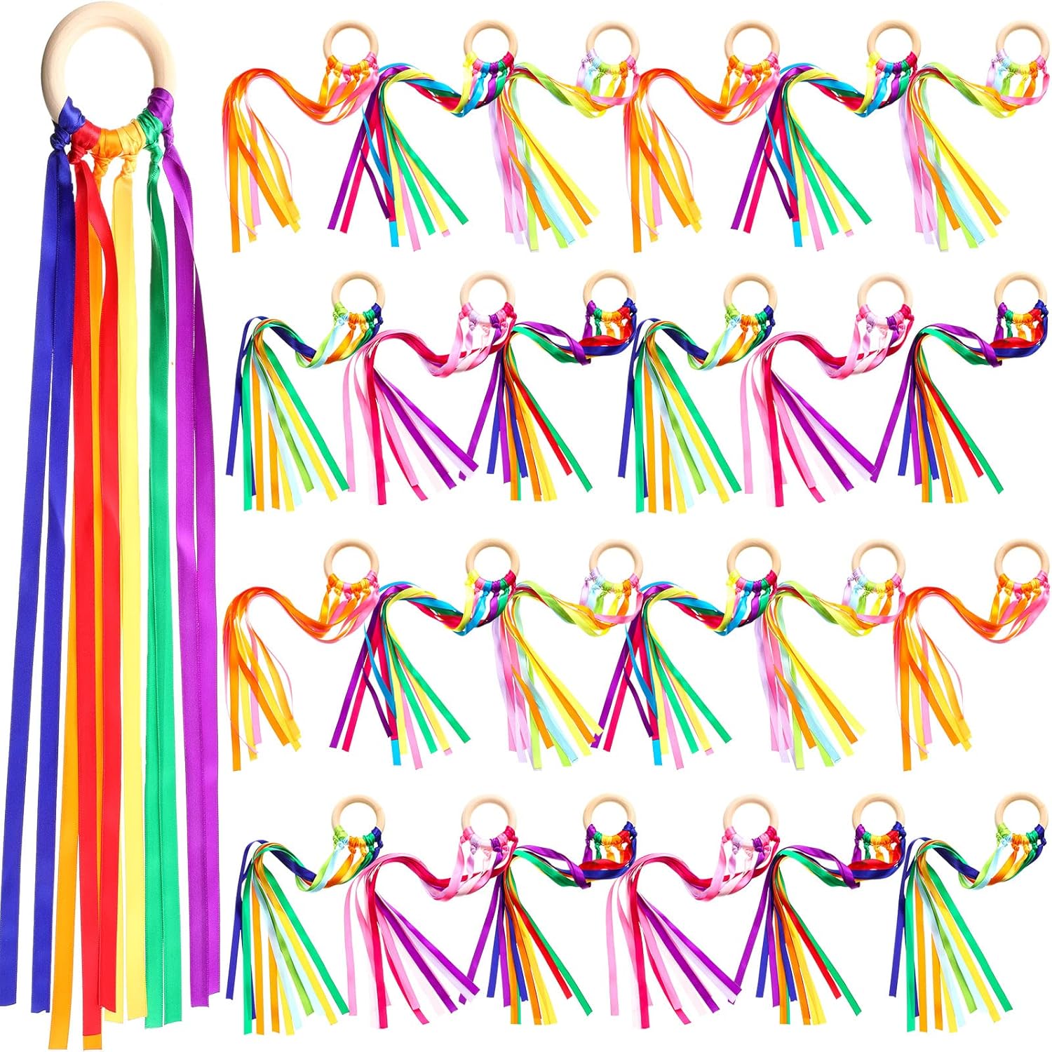 Amazon.com: Junkin 24 Pcs Rainbow Hand Kite Waldorf Toys Creative ...