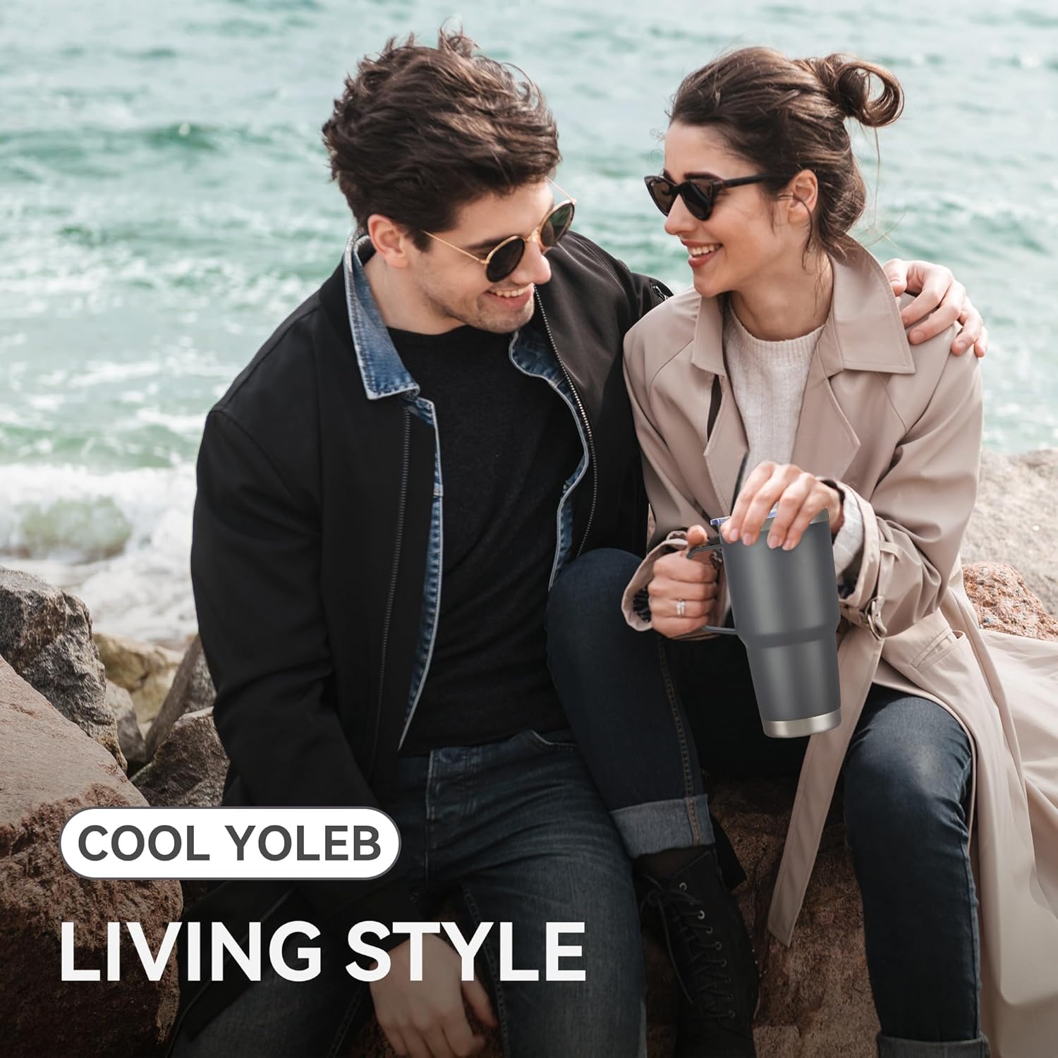 30 oz Tumbler with Handle and Lid, Stainless Steel Tumblers Double Wall Vacuum Insulated Travel Mug Leak Proof Cup Keep Drinks Cold and Hot Grey, 1 Pack - Image 7