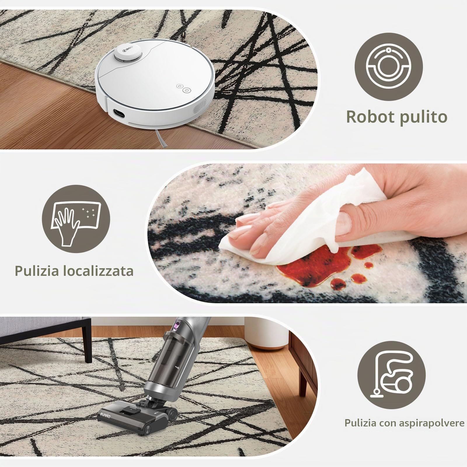 Tappeto Salotto Moderno a Pelo Corto Antiscivolo Quadro Astratto Oriental Tappeto per Soggiorno,Camera Da Letto (Beige/A righe Nero, 200 x 250 cm)