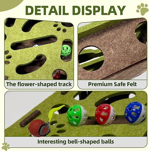 Miniatura 5 de Juguete interactivo de fieltro suave con bola y campana, caja de juguetes para gatos y gatitos de interior, juguete de caza en interiores para