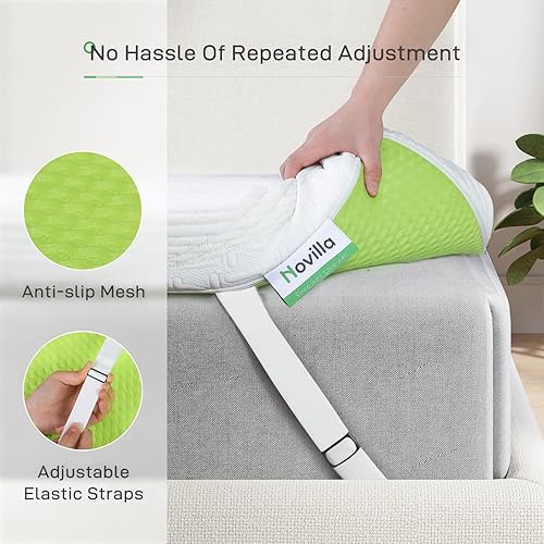 Miniatura 5 de Novilla Cubrecolchón de espuma viscoelástica tamaño Queen, cubrecolchón de espuma de firmeza media, cubrecolchón de espuma viscoelástica de 3