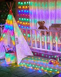 12 x 5FT 360 LED Christmas Net Lights Outdoor for bushes, Waterproof IP65 12 Modes Connectable Extendable Bush Net Christmas Lights Outdoor Mesh Light for Bushes, Tree, Yard, Garden, Multicolor