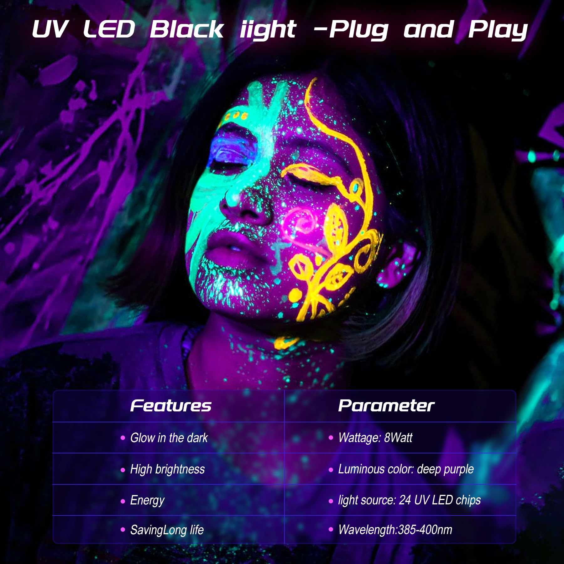 VAYALT 100 W UV-blacklight, IP66 waterdicht uv-licht, 395-405 nm krachtige uv-straler, uv-spot voor feest, glow, bar, aquarium, Kerstmis, Halloween- decoratie, schilderen, fluorescerende effecten