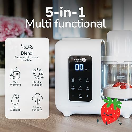 Miniatura 2 de BooBoo PuréePro 5 en 1 Máquina de alimentos para bebés, procesador multifuncional para licuadora de puré, picadora automática de cocción y molienda,