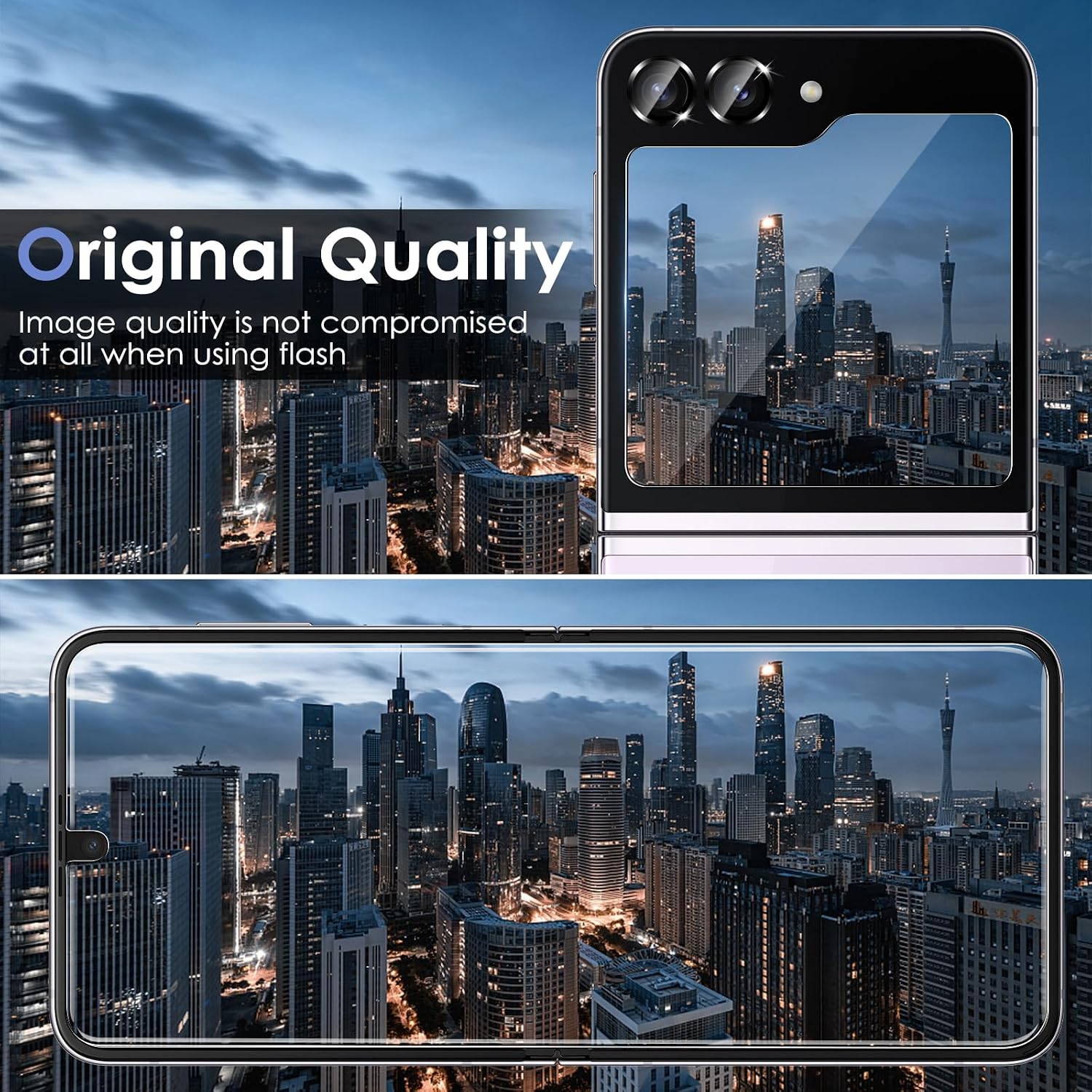 [2 Sets 6 Pack] for Samsung Galaxy Z Flip 5 Privacy Screen Protector, Internal Anti-Spy Film + Outer Privacy Glass Screen Protector + Metal Camera Lens Protector, Anti-Scratch, Anti-Spy