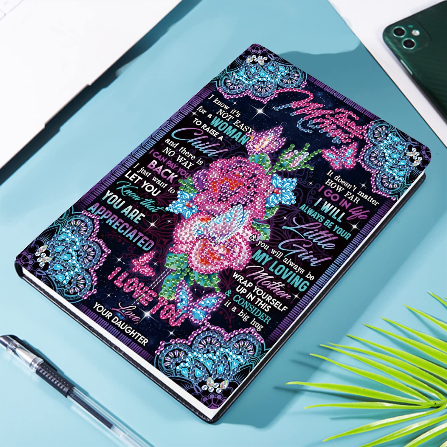 DCIDBEI Diamond Painting Notitieboek, A5, blanco notitieboeken, diamantschilderij, mandala, notitieboek, schrijven, hardcover, dagboek, schetsboek, diamondpainting, notitieboek, geschenk, Kerstmis