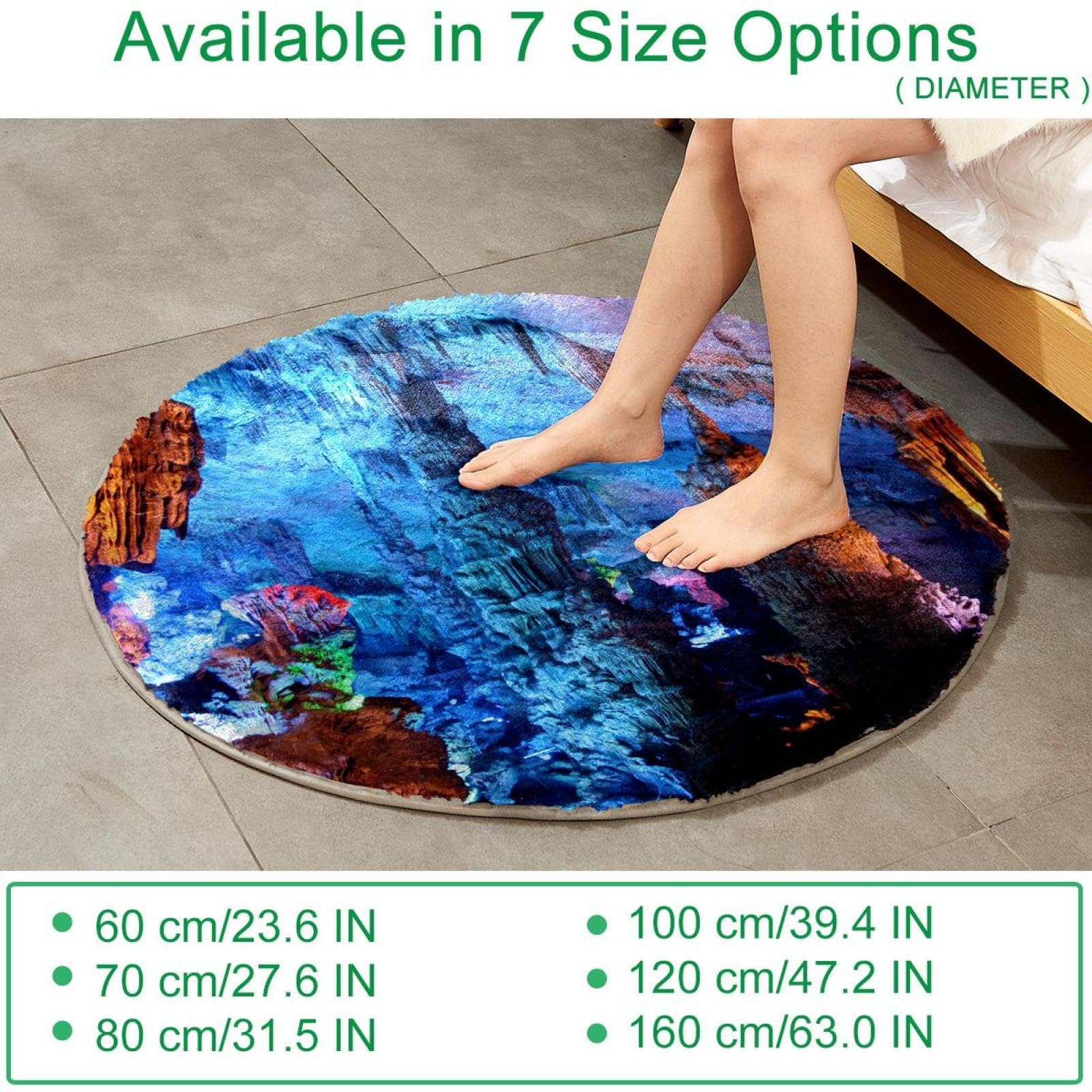 Alfombra suave y esponjosa de 80 cm para sala de estar, dormitorio, alfombra antideslizante natural, alfombra lavable para dormitorio, área de juegos, habitación de los niños, decoración