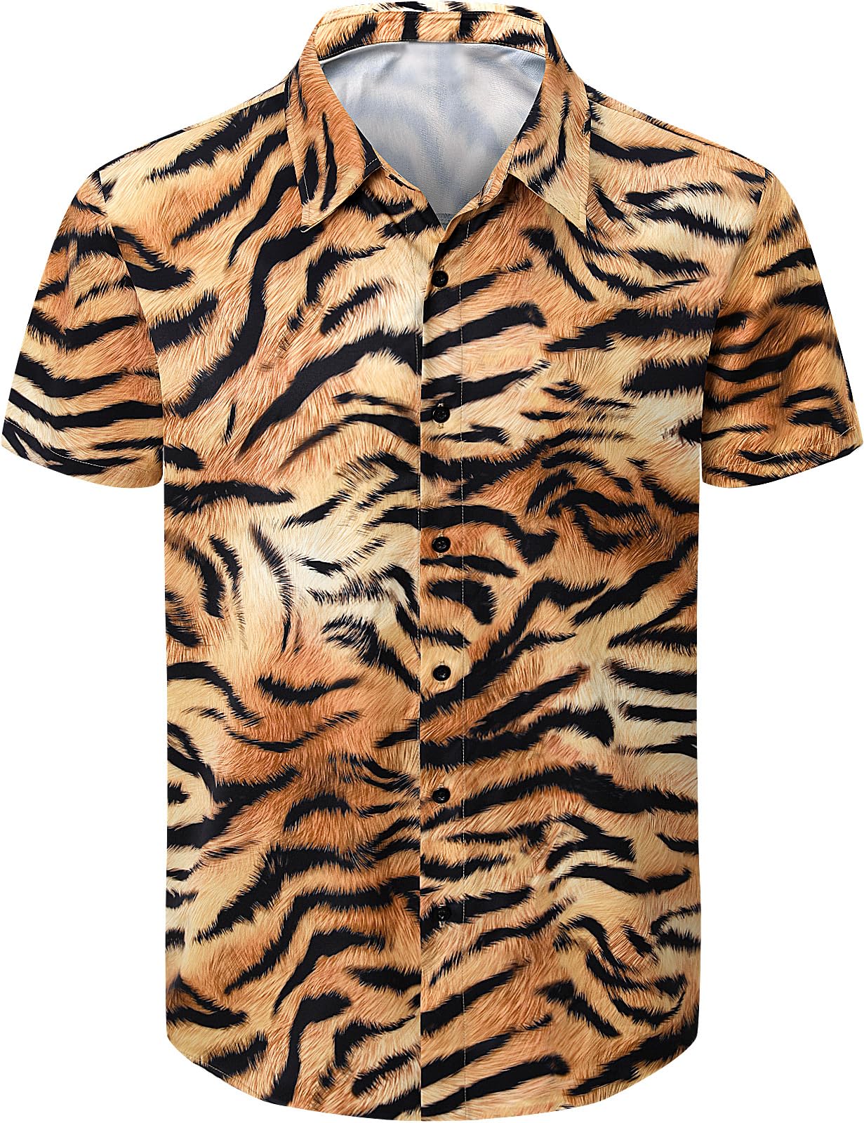Mens Animal Print Short Sleeve Button Casual Hawaiian Shirts