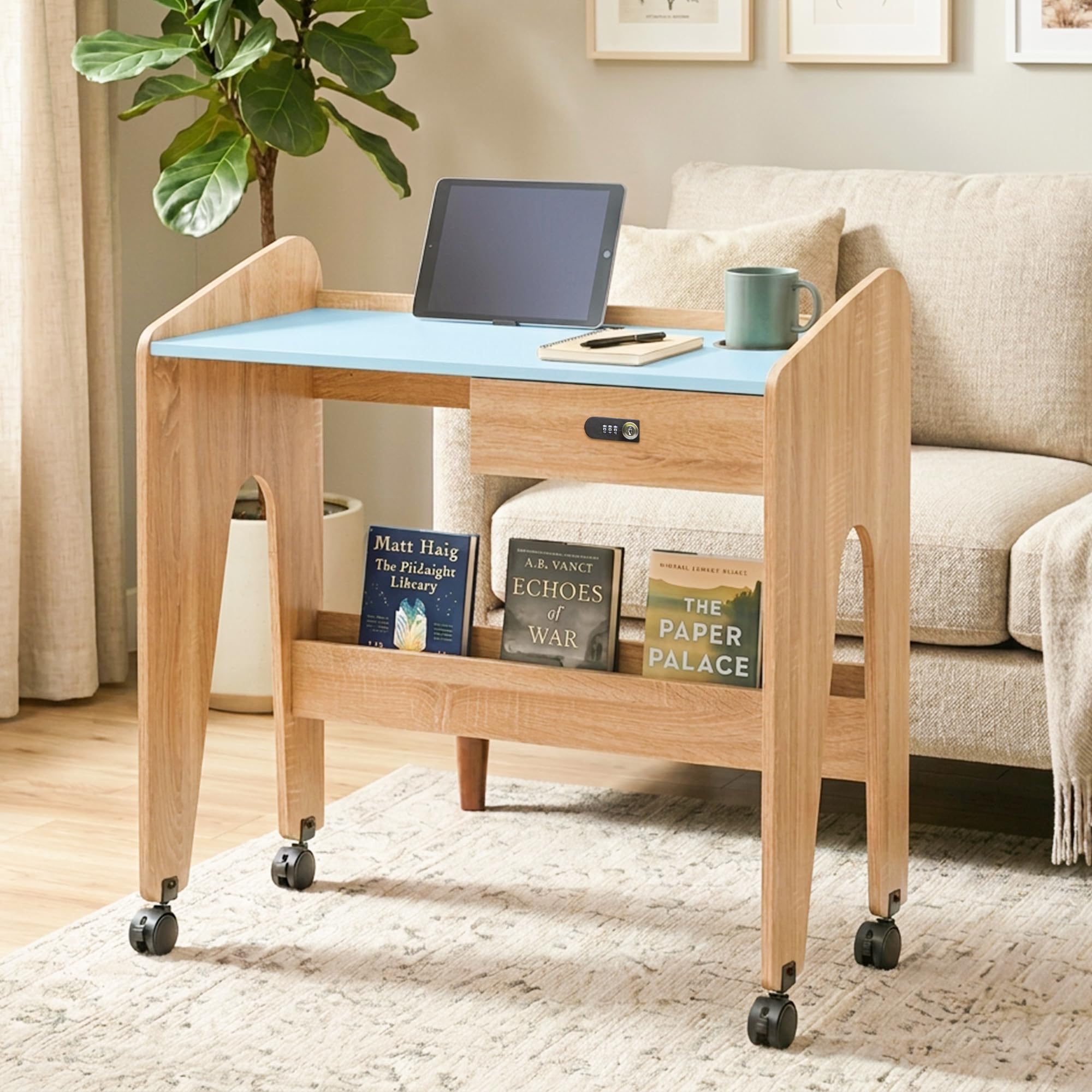 Alex Daisy Movers Kids Study Desk with Lockable Wheels, Scratch
