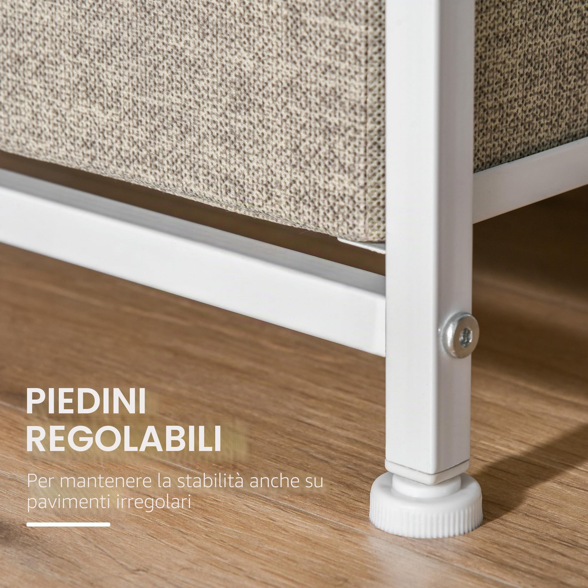 HOMCOM Cassettiera 3 cassetti telaio metallico 45x30x71cm grigio | Chiffonier, moderno contenitore, guide regolabili, cassettiera per camera da letto, soggiorno, ingresso