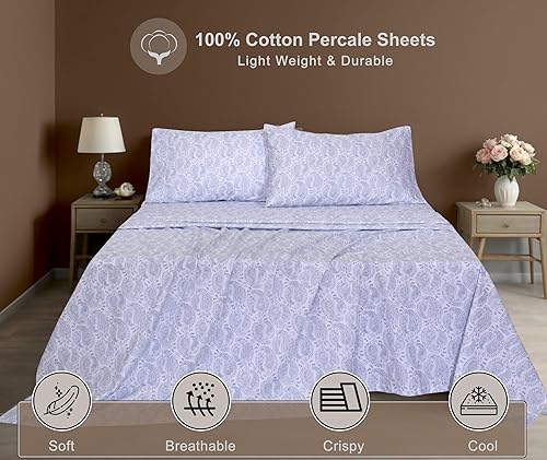 Miniatura 3 de ZOYER Sábanas de 100 % algodón percal tamaño individual, refrescantes y transpirables, duraderas, con una sensación nítida, suave y cómoda, bolsillo