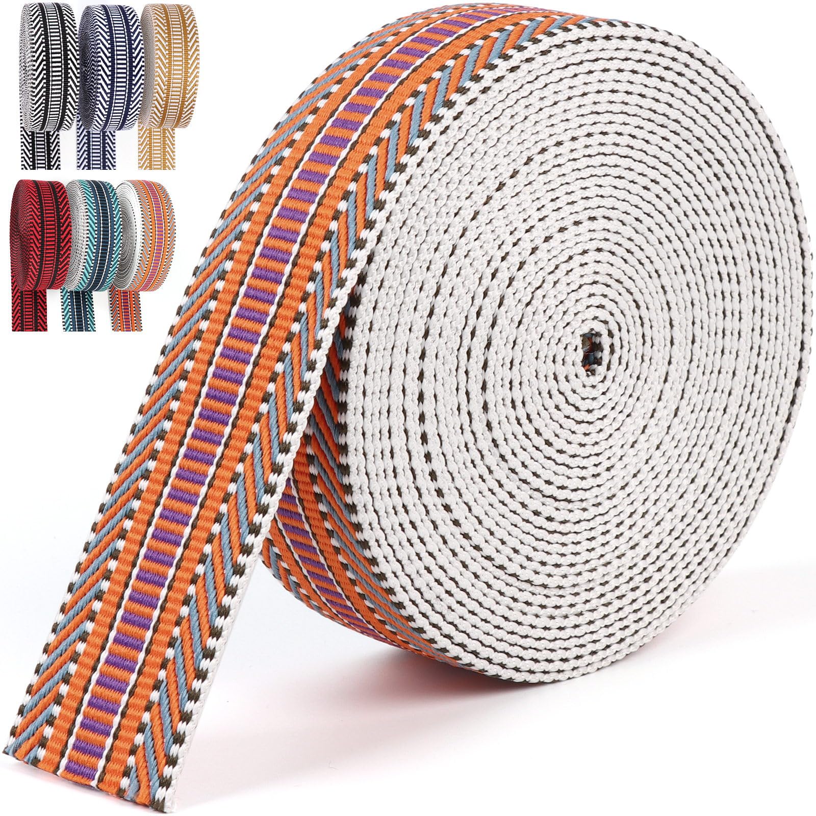 PECMER Nylon Webbing 1.5 inch -6 Yards Jacquard Cotton Straps Seat Belt Polyester Webbing for Crafts Pet Collars Backpack Strap Belt -38mm 1 1/2 inch