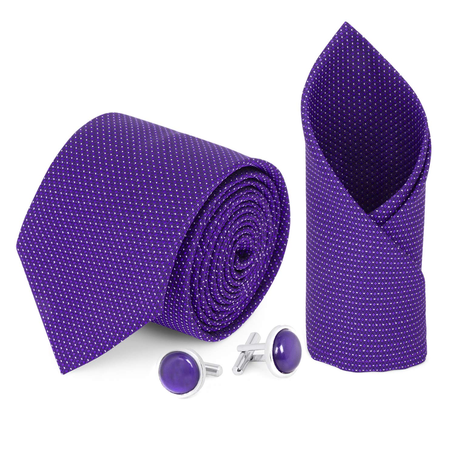 blacksmith Polka Dot Tie for Men in a Sturdy Wooden Box - with Cufflinks and Pocket square [Pack of 3]-picture-20