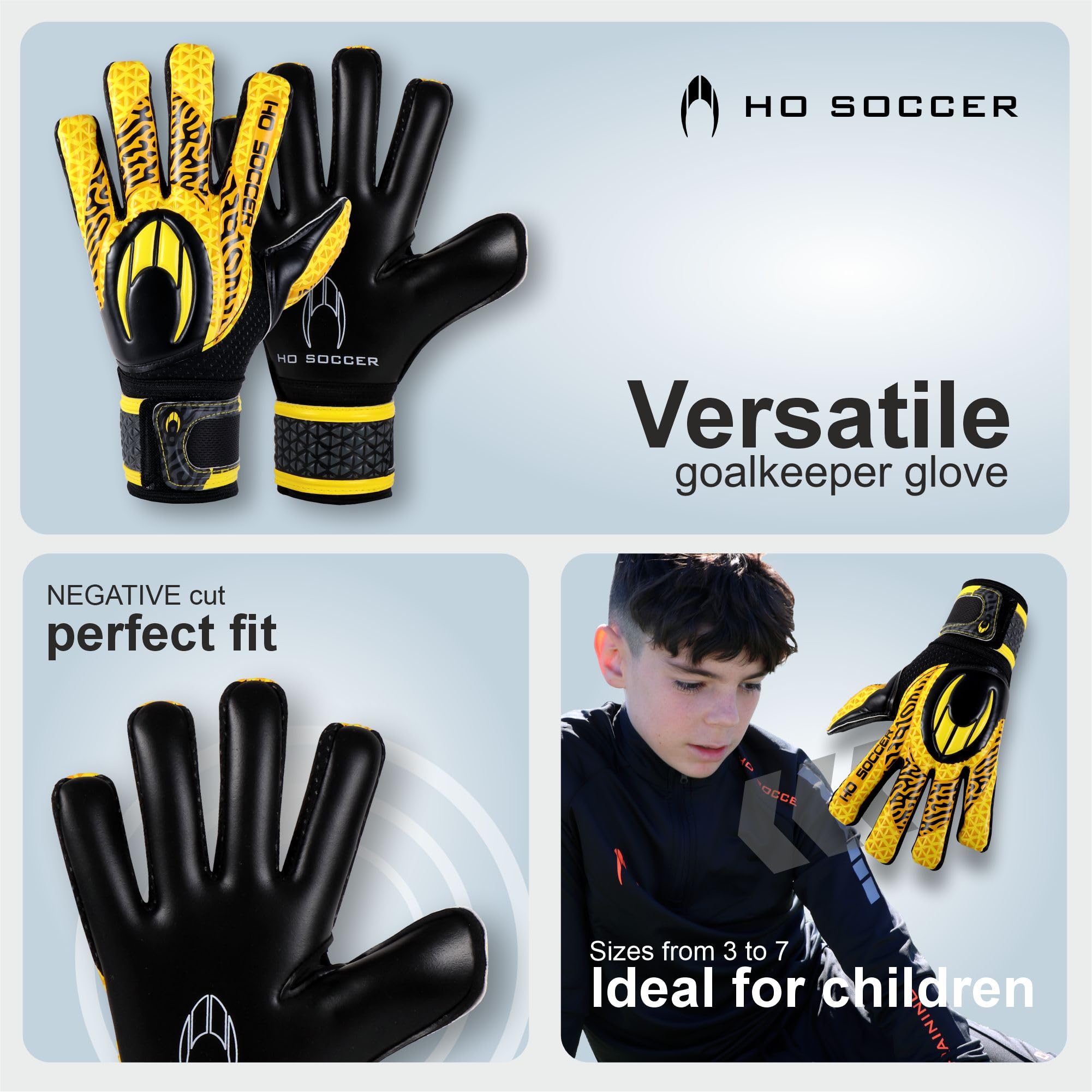 HO Soccer HG Initial NG HARDGROUND Guantes de Portero, Negro/Amarillo