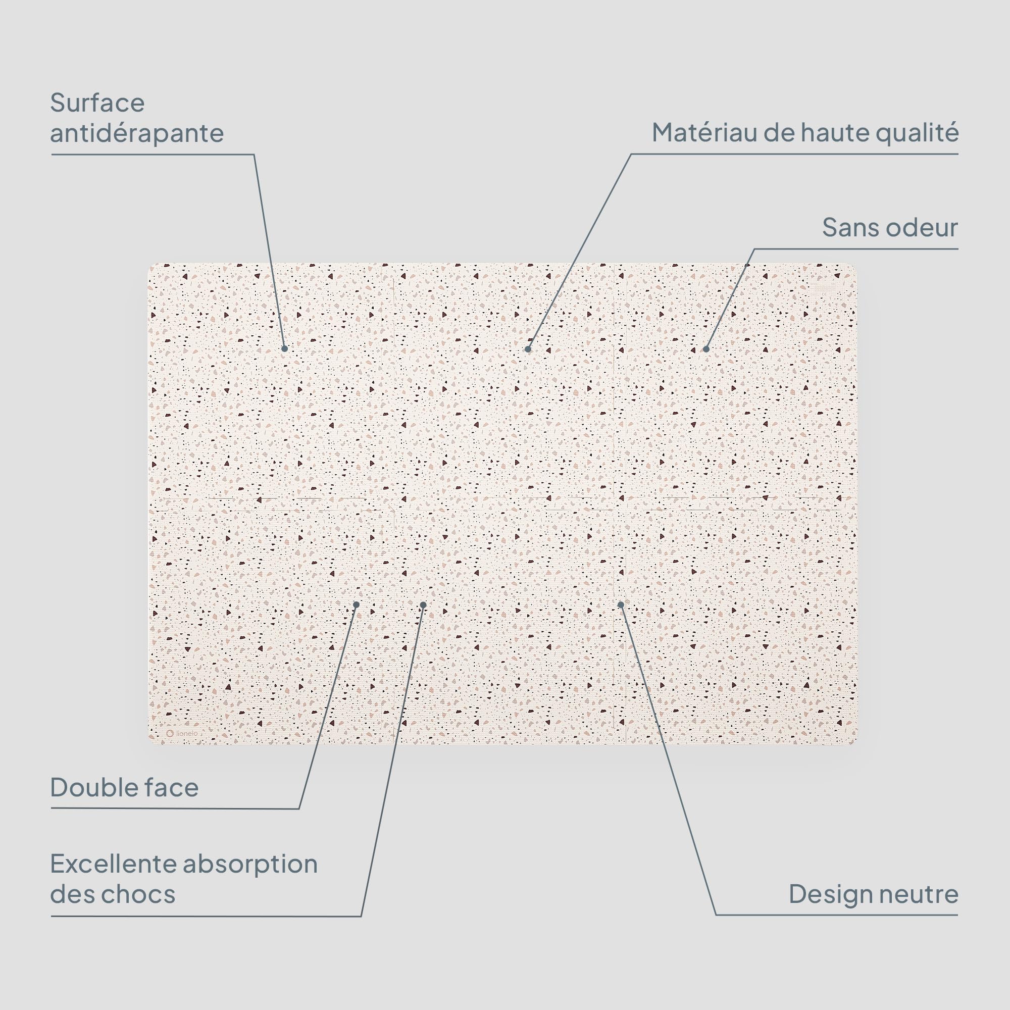 LIONELO YOKA Tapis de Jeu Puzzle 6 pièces pour bébés et Tout-Petits 173 × 116 x 1,5 cm, Double Face, Non Toxique et inodore, antidérapant, Facile à Nettoyer, Beige
