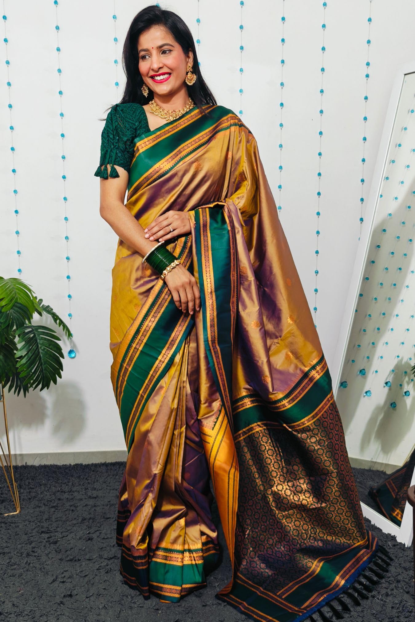 SGF11 Women's Kanjivaram Ready To Wear Pure Soft Silk Saree With Blouse Piece (Grey)