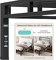 Vista 9 de ROIL 24 Inch Queen Size Bed Frame, Metal Bed Frame & Box Spring 2 in 1 Platform with Round Corner Legs, 4000LBS Double Layer Bed Frame with