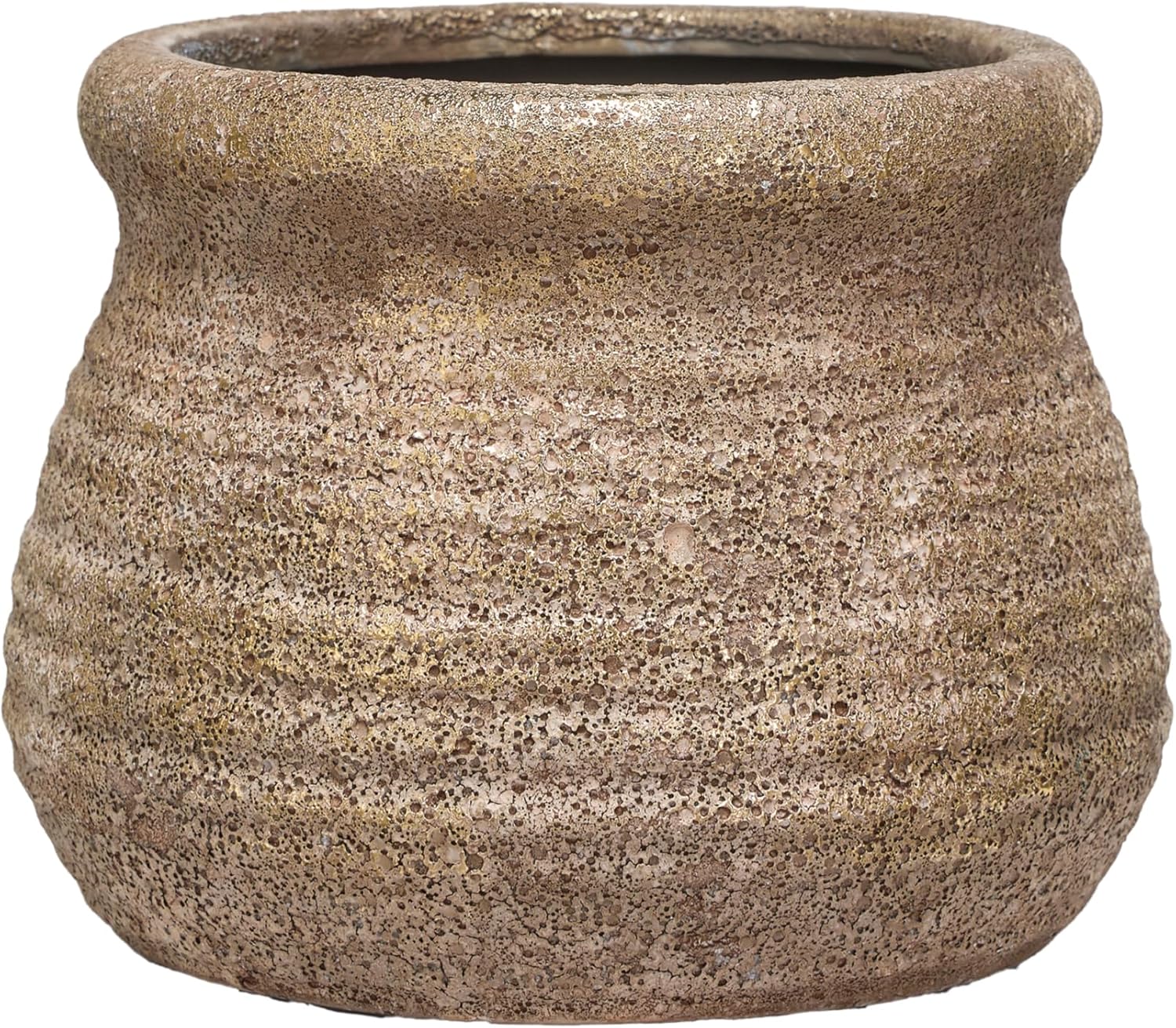 Creative Co-Op Round Volcano Terra-Cotta Planter, Gold