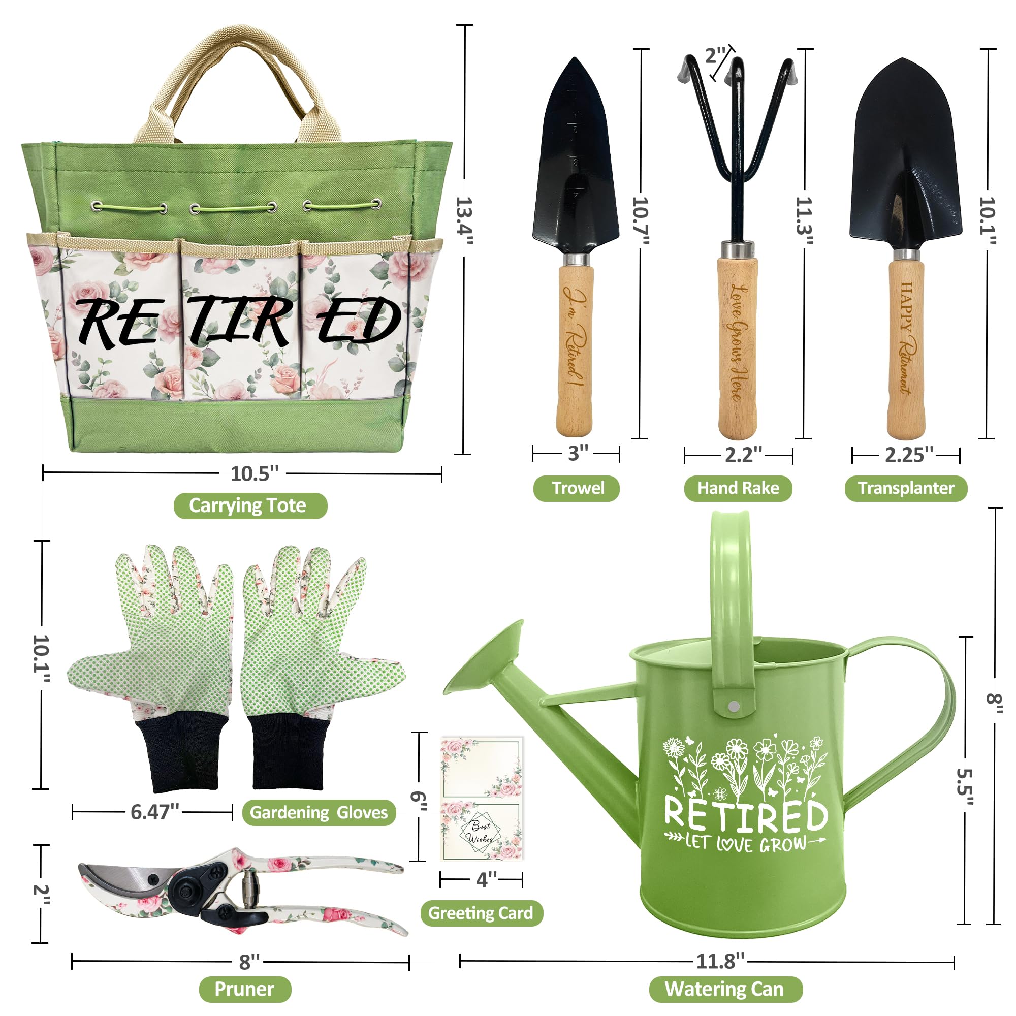 Regalo de jubilación para mujer, kit de jardín para el día de la madre, regalos de jubilación, herramienta de jardinería floral y bolsa organizadora de herramientas de jardín duradera, juego de