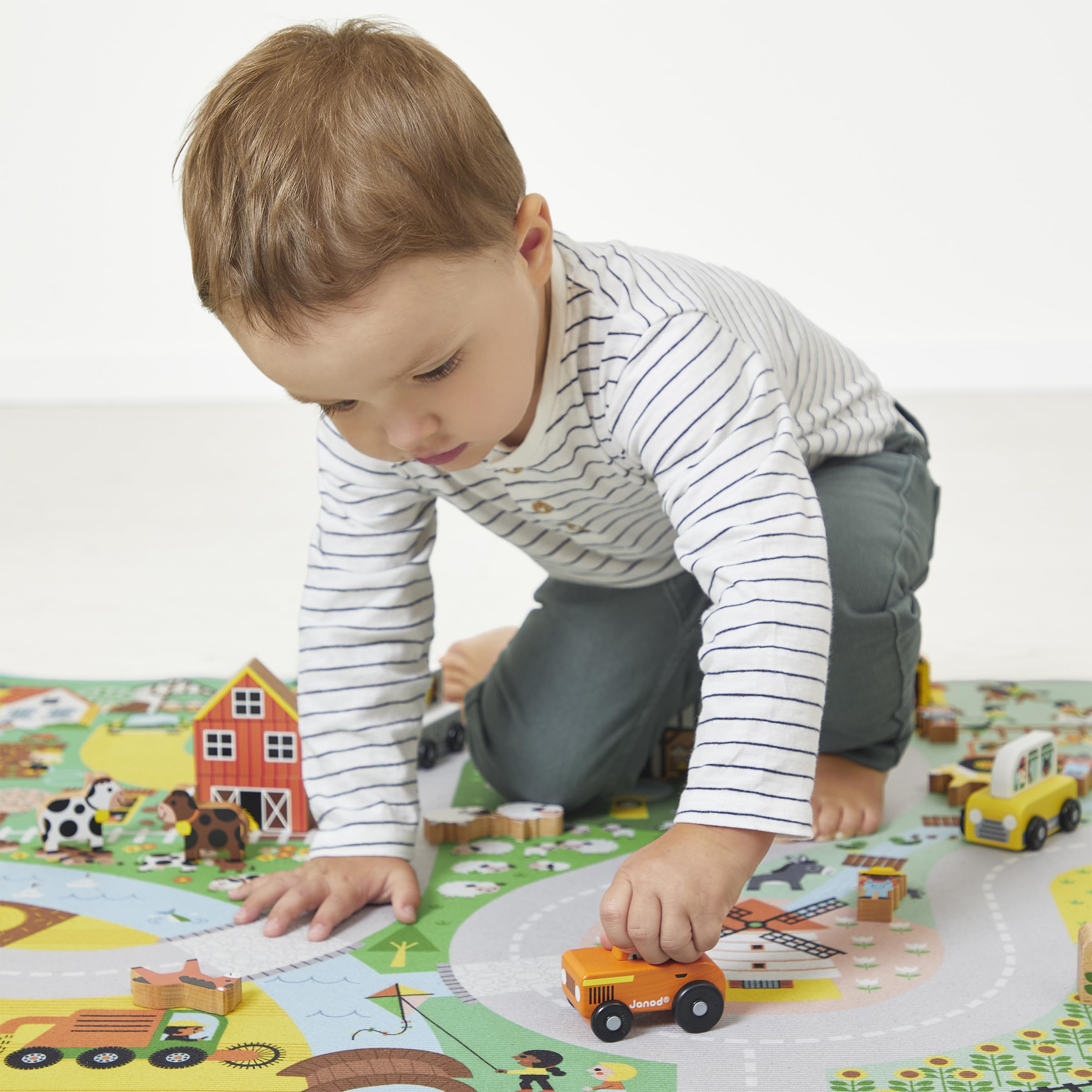 Op De Boerderij Kleurplaat Pagina Voor Kinderen Met Boer En Hooi Vectorillustratie Landelijk Land Overzicht 40160962