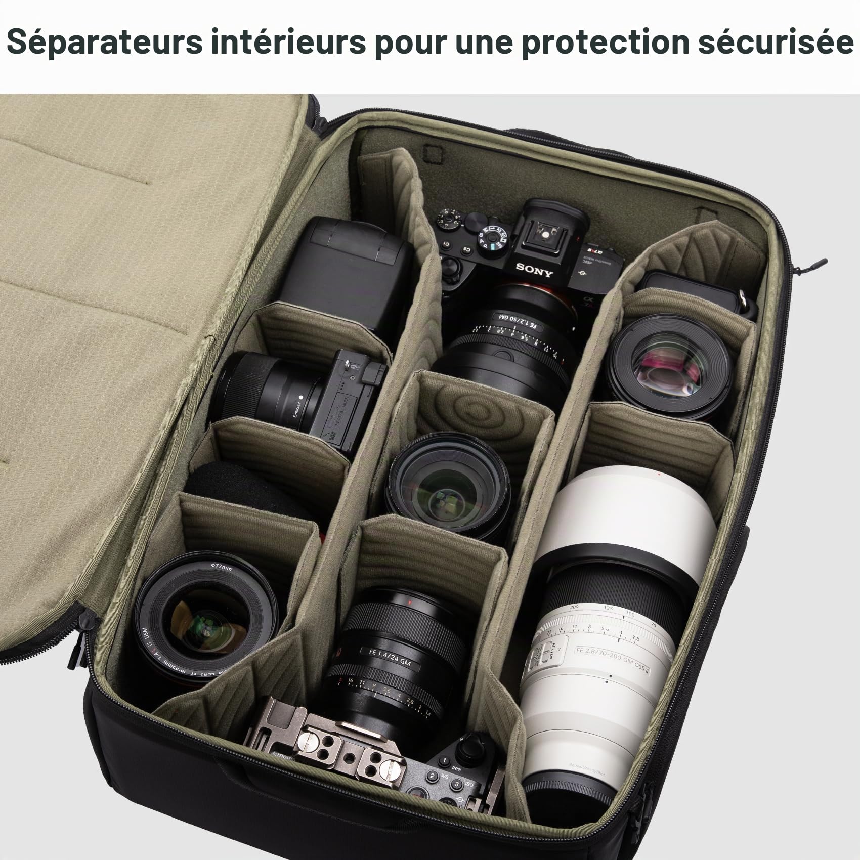 PGYTECH L Sacoche pour Appareil Photo, Pochette étanche pour Objectif Sac pour Photographes, étui de Transport D'objectif Léger avec Cloison épaisse pour sans Miroir