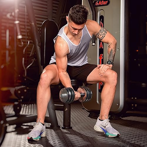 Miniatura 8 de Bpulse - Mancuerna ajustable con esfera negra con asa y placa de peso ajuste rápido de peso girando el mango ideal para entrenamiento de cuerpo