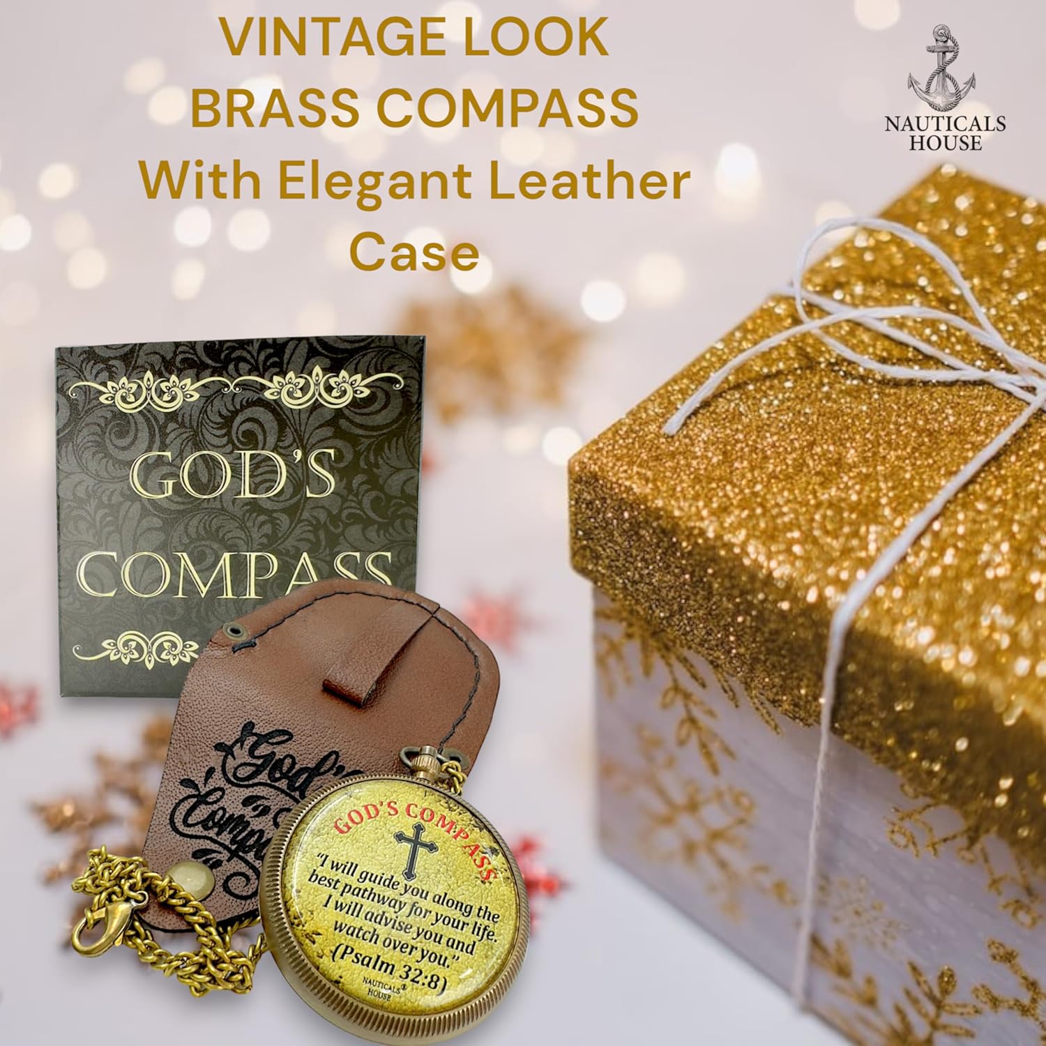 God’s Compass – Christian Brass Compass Gift Set with Engraved Bible Verses | Faith-Based Religious Gifts for Graduation, Baptism, Confirmation & Christmas | Keepsake for Men & Women | 2025 Gift