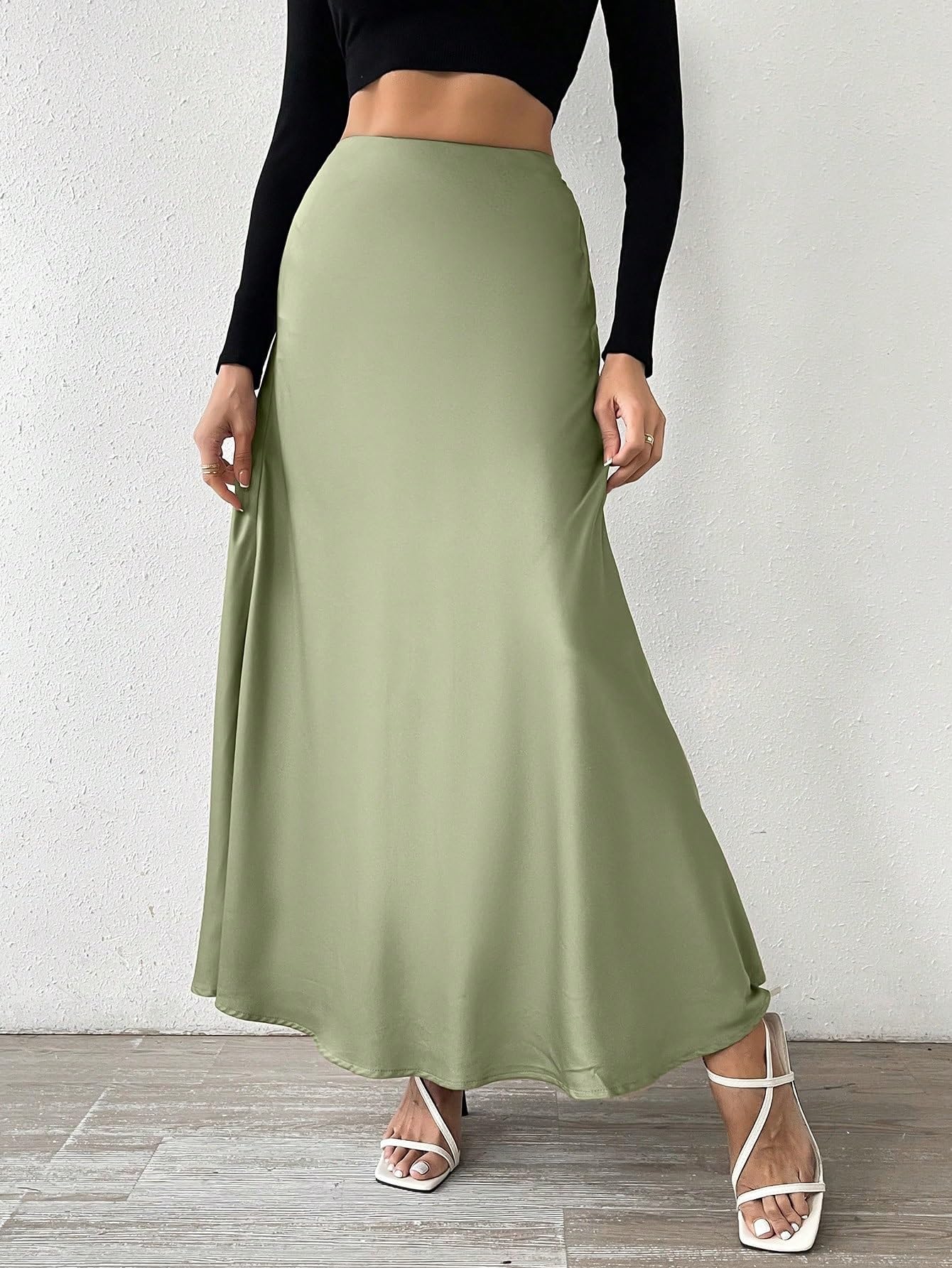 Faldas largas de mujer Solid Color Umbrella Shape Midi Long Skirt falda del club