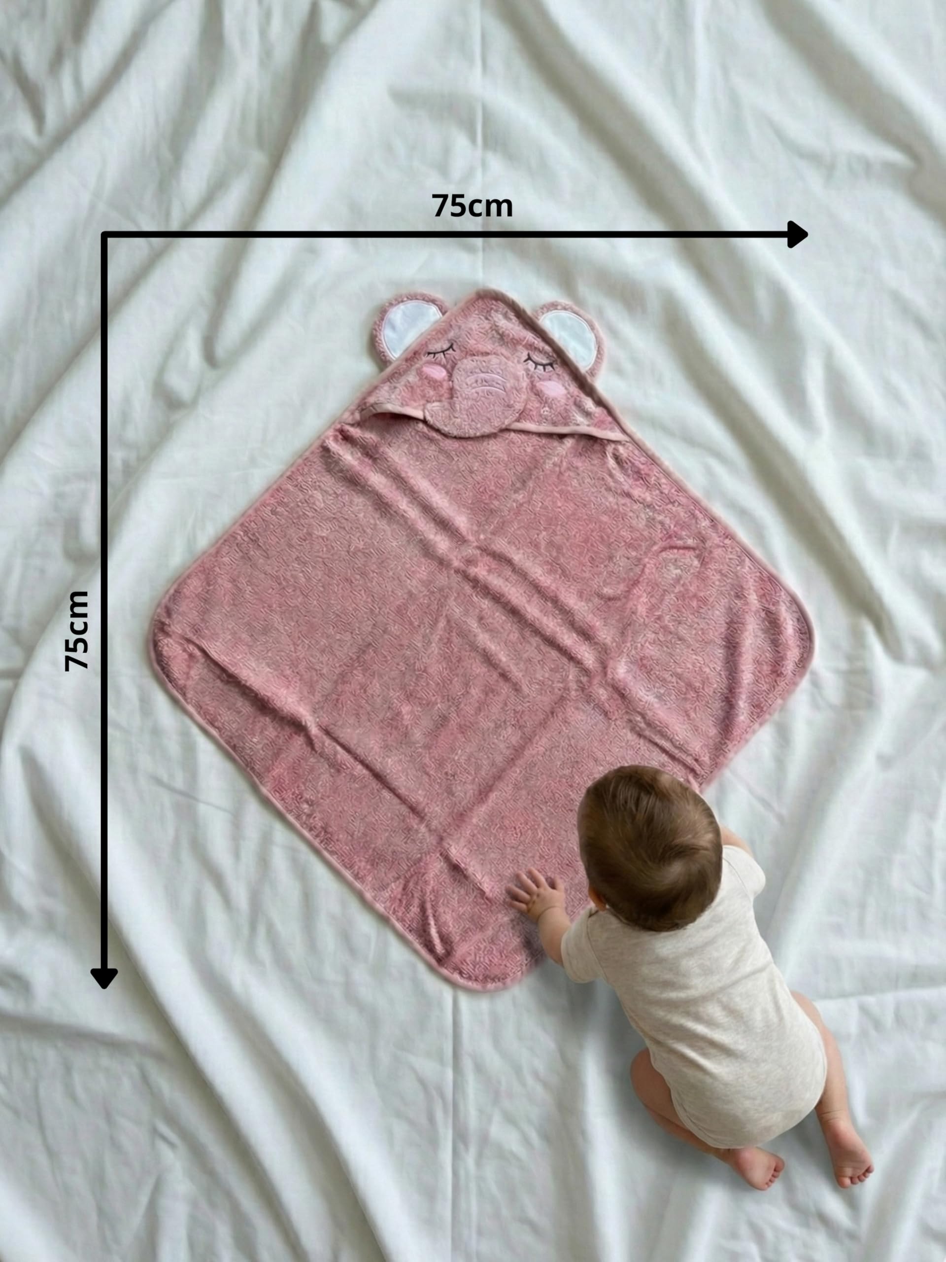 o-day - Albornoz de baño para recién nacidos, triangular, tejido de esponja, 100% algodón puro, con capucha, para recién nacidos, superabsorbente y lavable, 75 x 75 cm