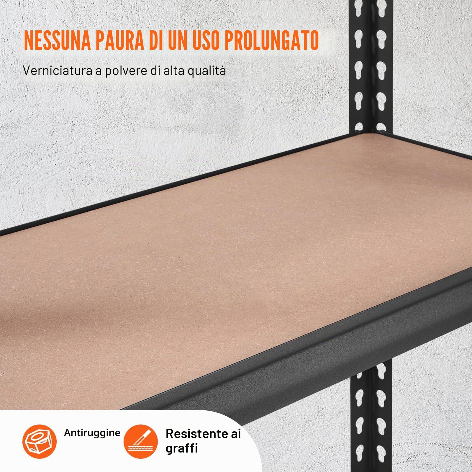 VEVOR Scaffale per Carico Pesante da Garage Officina Cantina 5 Ripiani in Metallo Carico Totale Massima 907,2kg, Scaffale in Metallo Altezza Ripiano Regolabile 90x45x182,88 cm, Scaffale per Magazzino