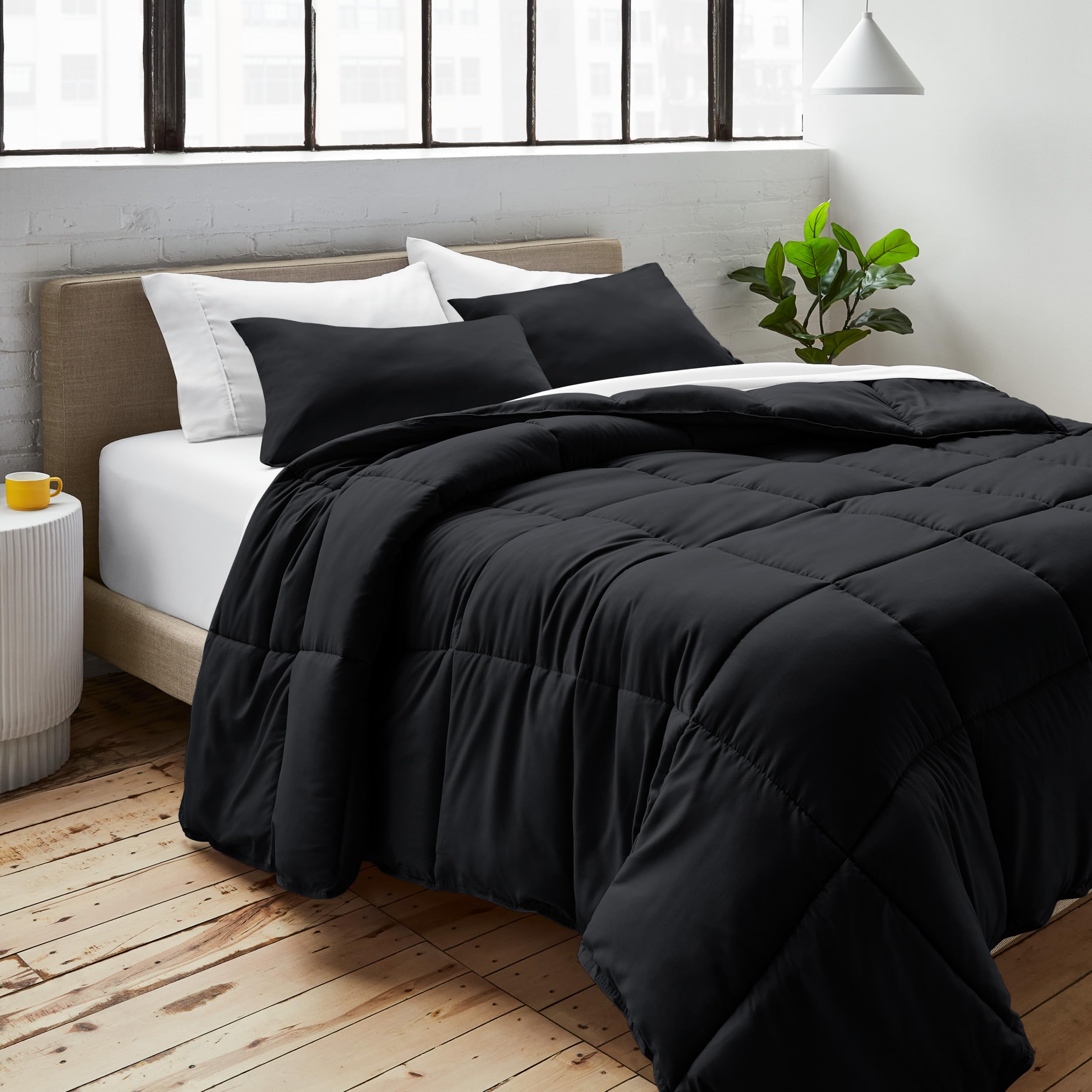 Bare Home Duvet Insert Double Size - Premium 1800 Ultra-Soft Duvet Insert - 6.4 TOG - All Season Warmth Quilt - Comforter Set with 2 Pillowcases (Double, Black)
