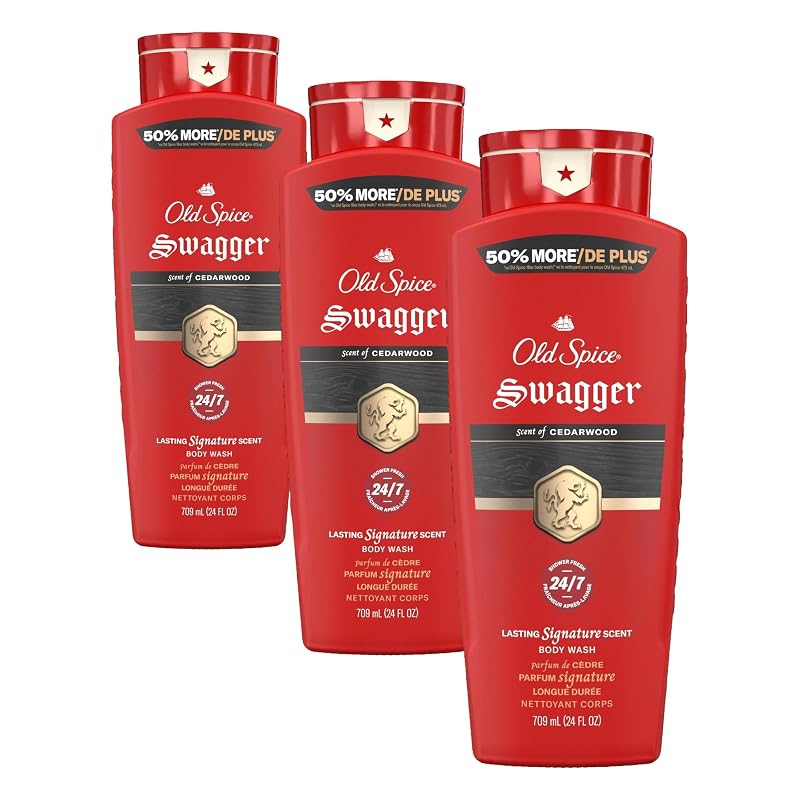 Sabonete líquido corporal Old Spice Swagger com fragrância de cedro, Pacote com 6