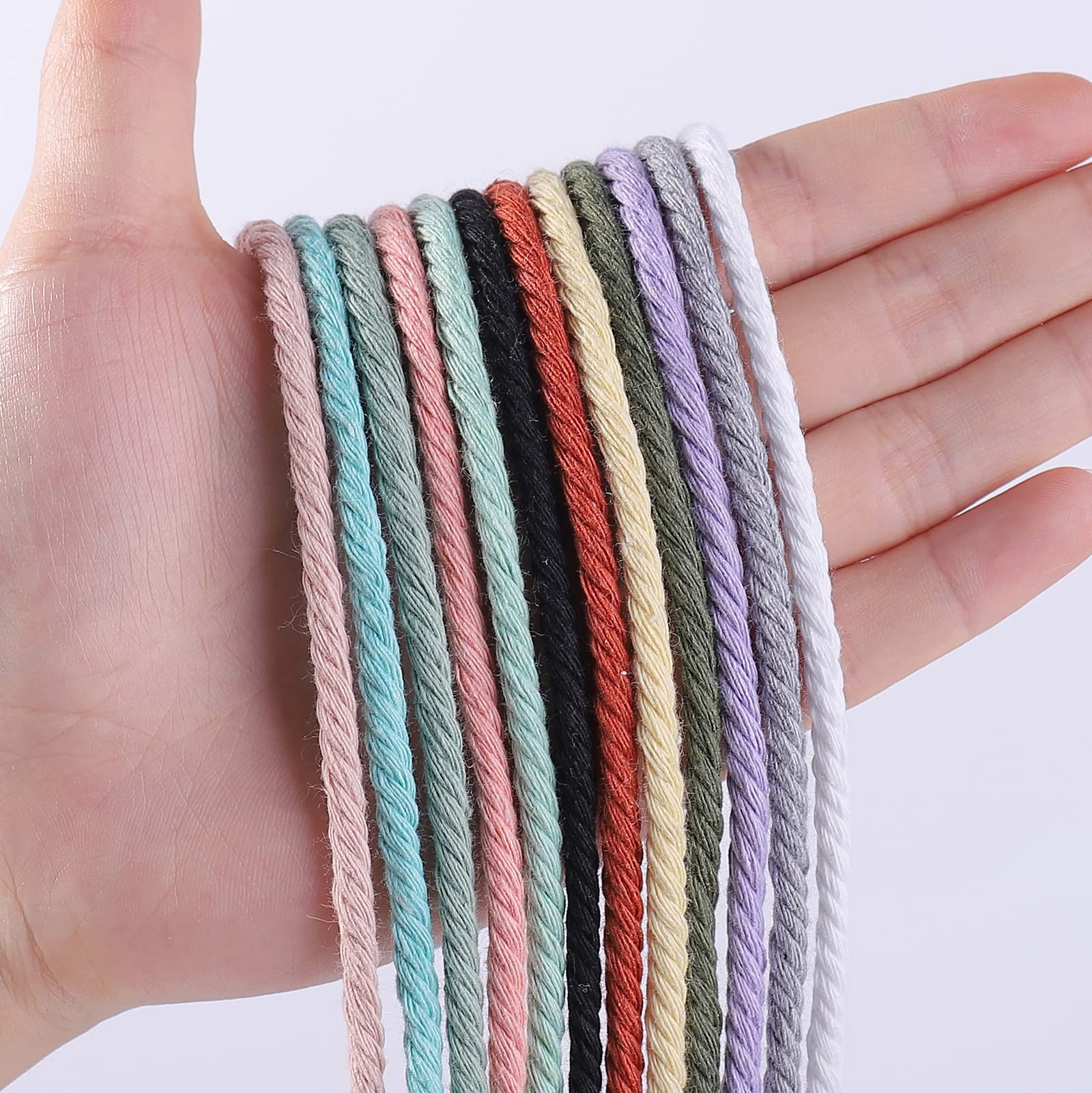Hellblaue Makramee-Schnur, 4 mm x 90 m, farbiges Baumwollseil, Bastelschnur, Bunte Baumwollschnur zum Aufhängen, Pflanzenaufhänger, Basteln, Stricken, dekorative Projekte
