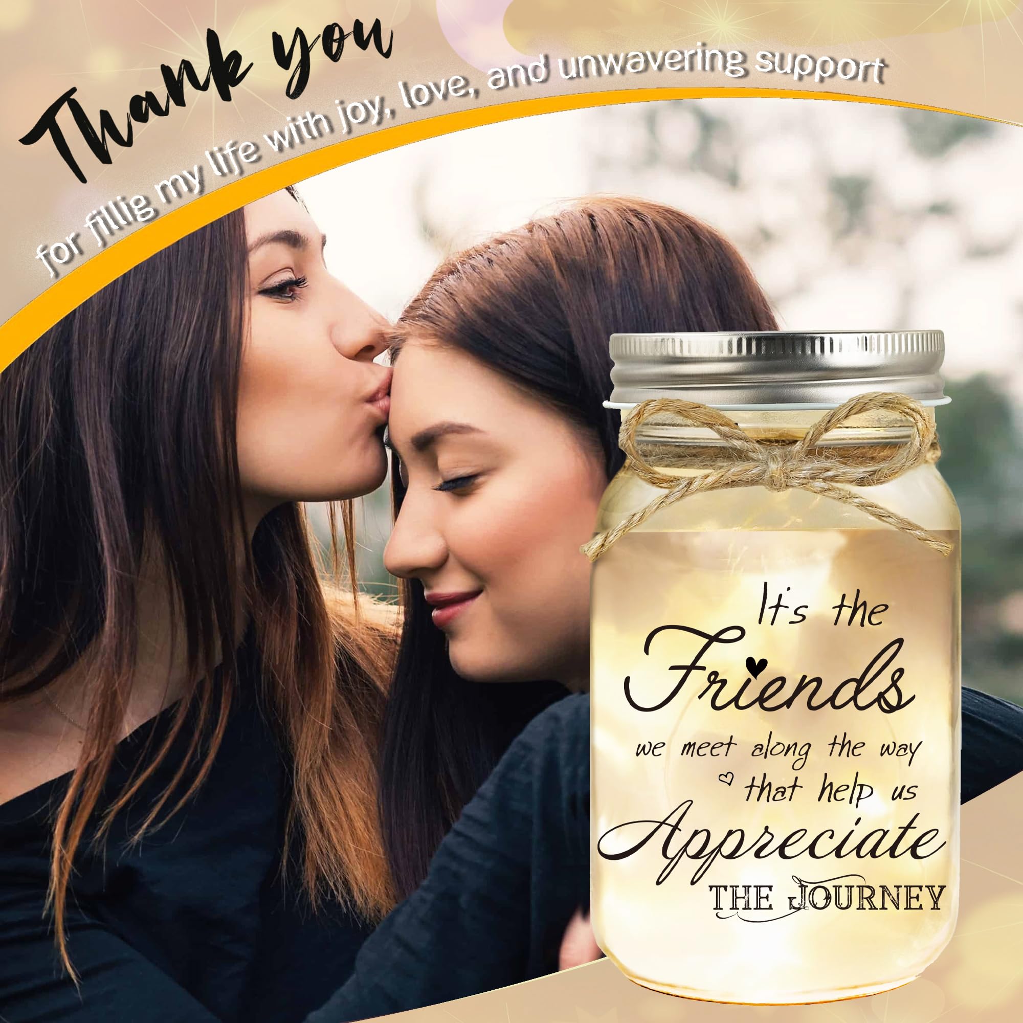 Best Friends Forever Gifts Custom Mason Jar Light - Personalized Christmas Best Friend Birthday Gifts For Women Besties Sisters Bff Friendship Gifts For Women