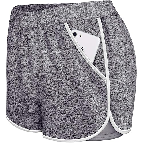 Koscacay Women's Activewear Running Bike Shorts Double Layer Quick-Dry Short with Pockets