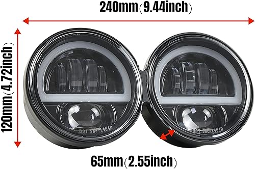 Miniatura 6 de Faro LED dual para Fat Bob, kit de luz frontal LED mejorado con luces direccionales de haz alto y bajo y anillo de halo DRL para Harley Dyna Fat Bob
