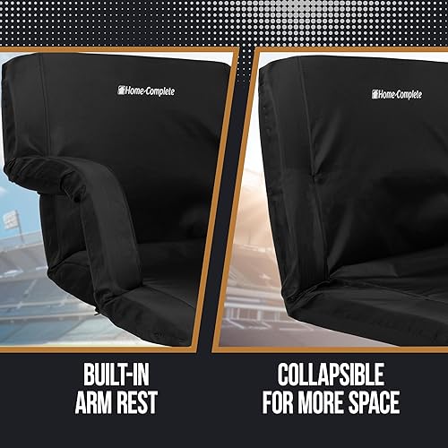 Miniatura 9 de Home-Complete - Silla para estadio con cojín amplio respaldo acolchado reposabrazos 6 posiciones reclinables y correas de transporte portátiles para