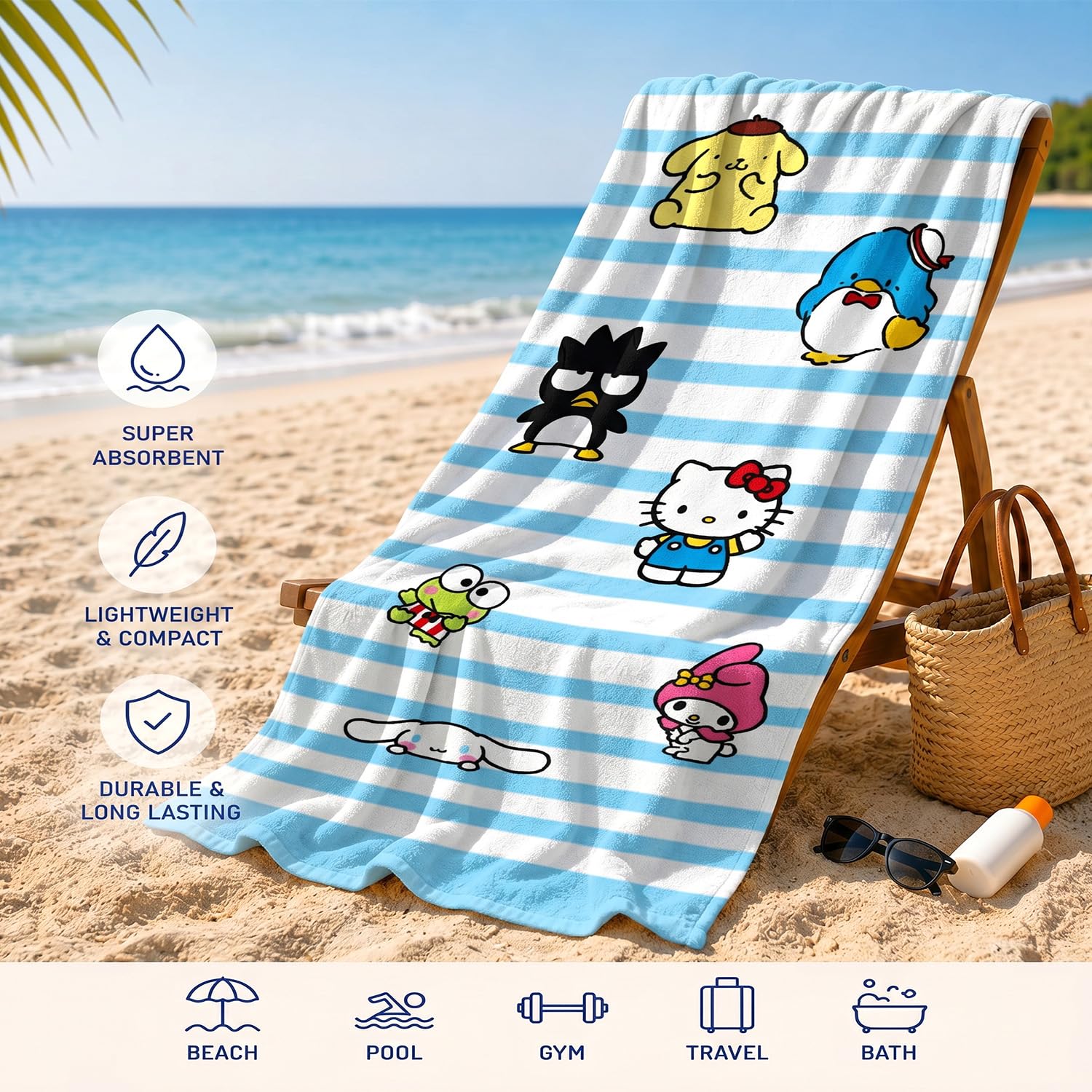 Amazon.com: SANRIO Hello Kitty Beach Towel Set - Bundle with