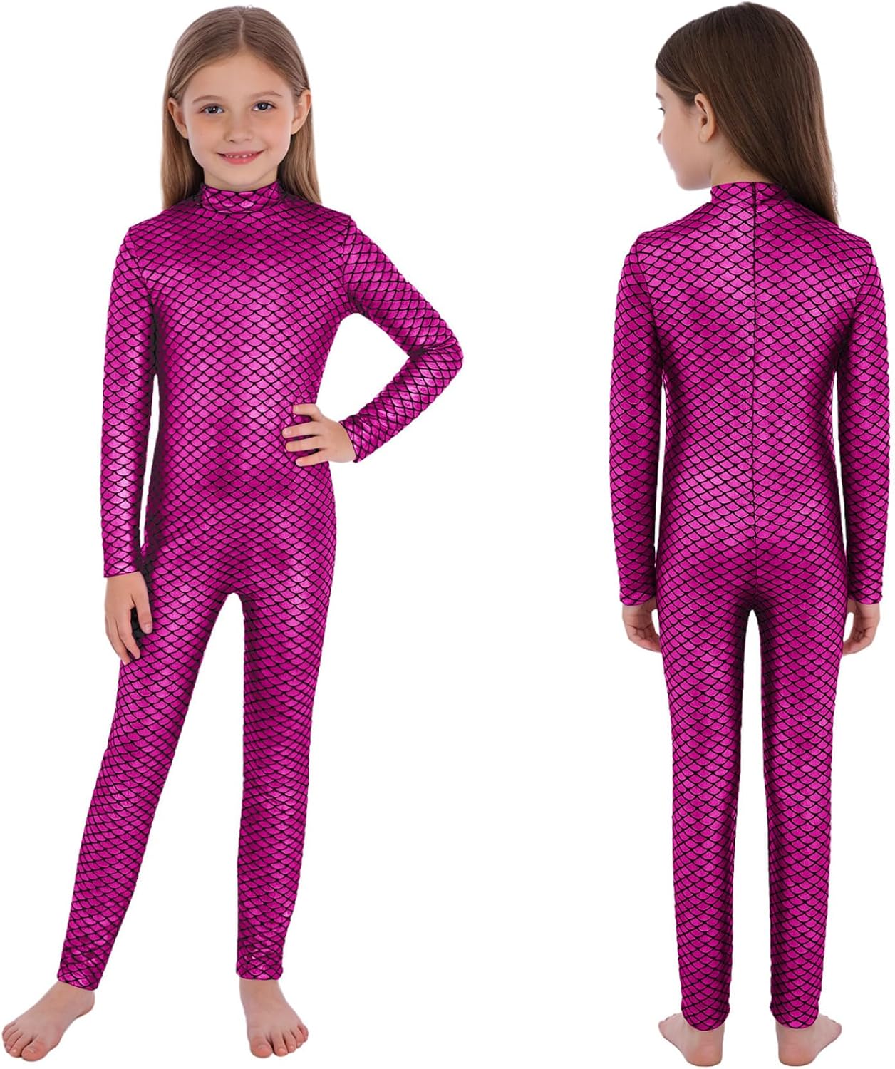 JEYPINMI Girls Ballet Dance Gymnastics Leotard Shiny Unitard Acrobatics Costume Skating Bodysuit Full Length Jumpsuit