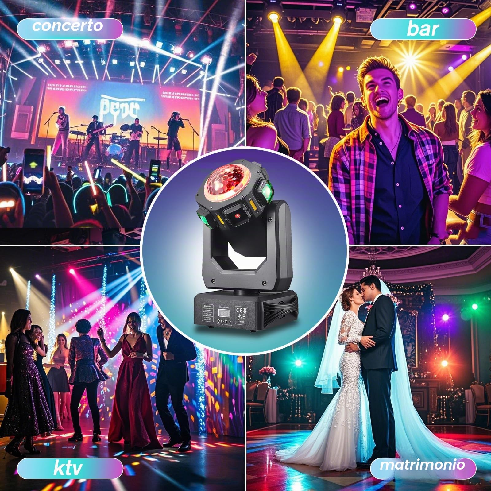 Luce da discoteca per festa, testa mobile, ZS101, proiettore LED RGB DJ controllato da musica, luci da discoteca, effetto DMX, per KTV, riunione familiare, matrimonio, compleanno, Halloween