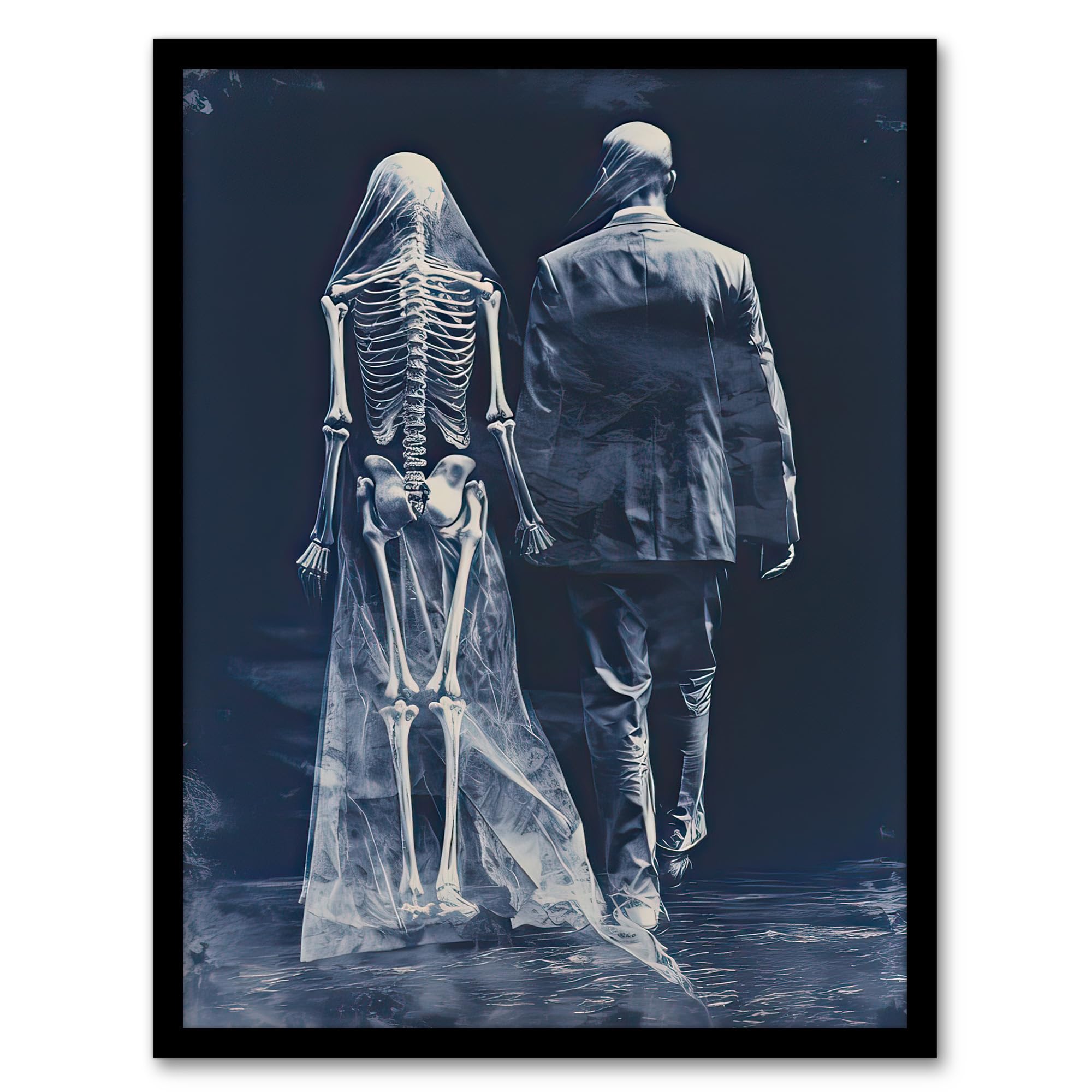 Artery8 Until Death Do Us Part Skeletal Love Artwork Framed Wall Art Print A4