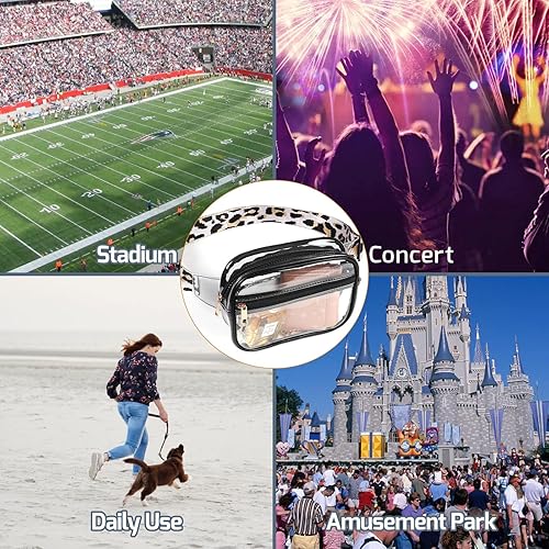 Miniatura 5 de Oufegm Bolso cruzado transparente aprobado para estadios, bolso transparente para mujeres y hombres, bolso de hombro para conciertos y eventos