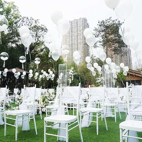 Miniatura 7 de KAWKALSH 200 globos transparentes de 5 pulgadas, pequeños mini globos de látex para fiestas, cumpleaños, baby shower, aniversario, festival,