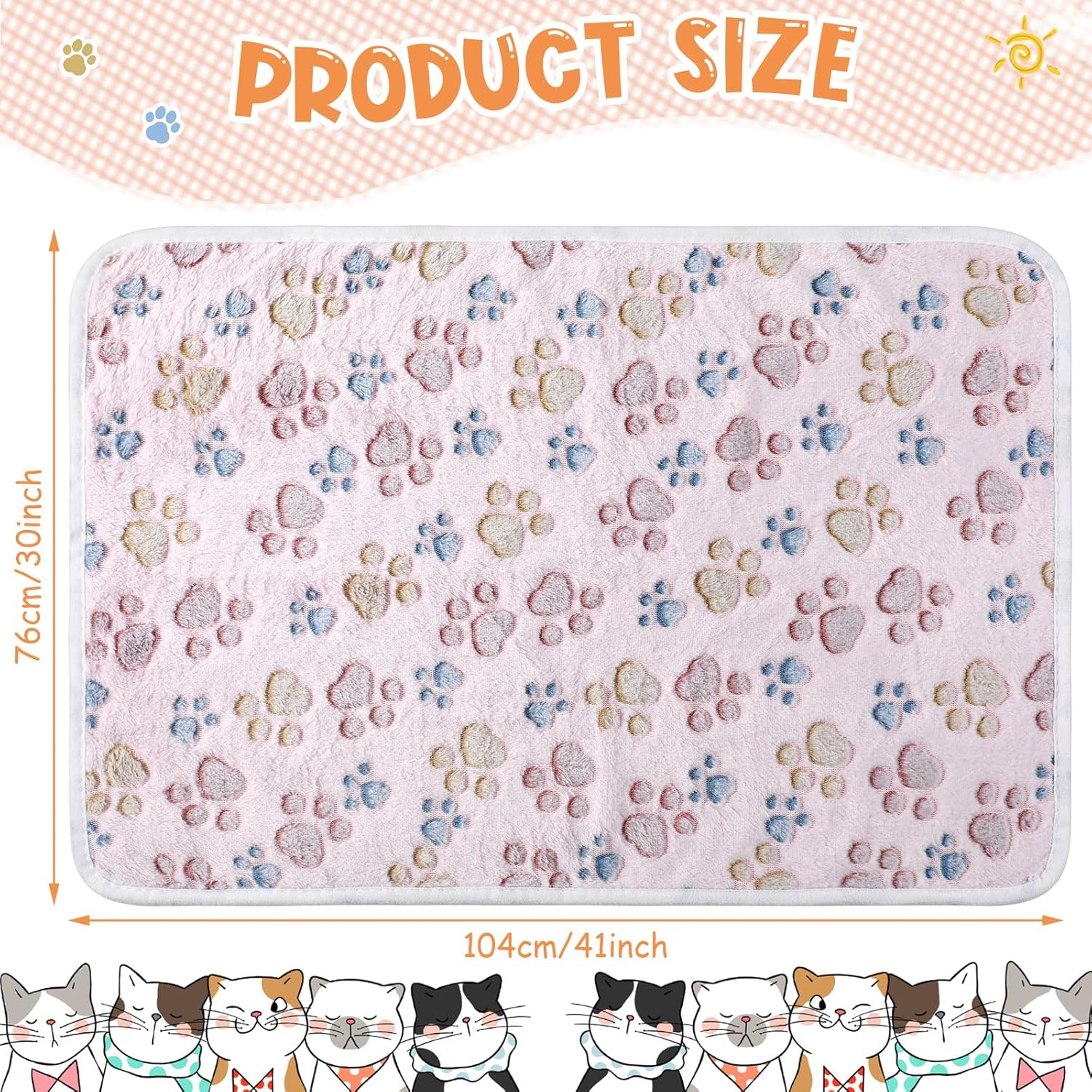 Tatuo 4 Pcs Dog Blanket for Pet Cat Blankets Indoor Puppy Teething Stuff Toys Paw Print Fleece Blanket Warm Sleep Mat for Guinea Pig Cage(Beige,X-Large(41 x 30 Inch),Square)