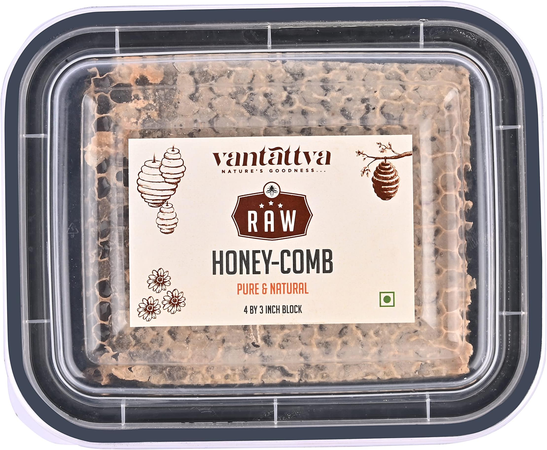 VANTATTVA-NATURE'S GOODNESS... Raw Honeycomb -4 inch by 3 inch block |Pure Natural |